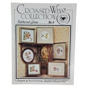 Crossed Wing Hummingbird Pattern Feathered Gems #4 Flower Leaflet VTG